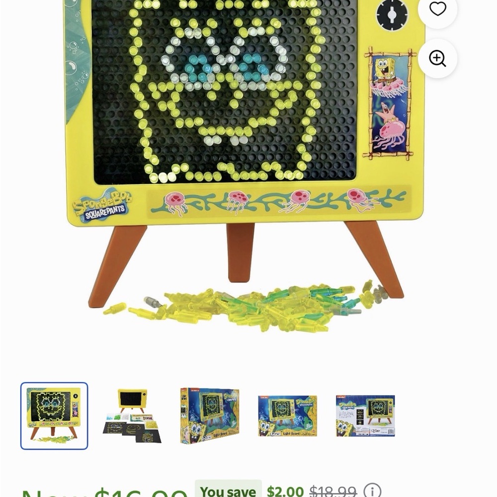SpongeBob SquarePants Yellow and Blue Creative Pegboard